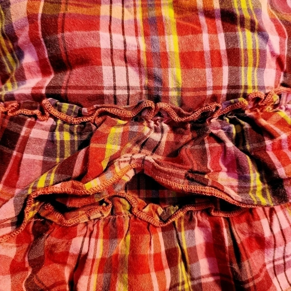Baby Gap Pink Plaid Ruffle Infant Girl's Dress 3-6M Months 100% Cotton Cute EUC